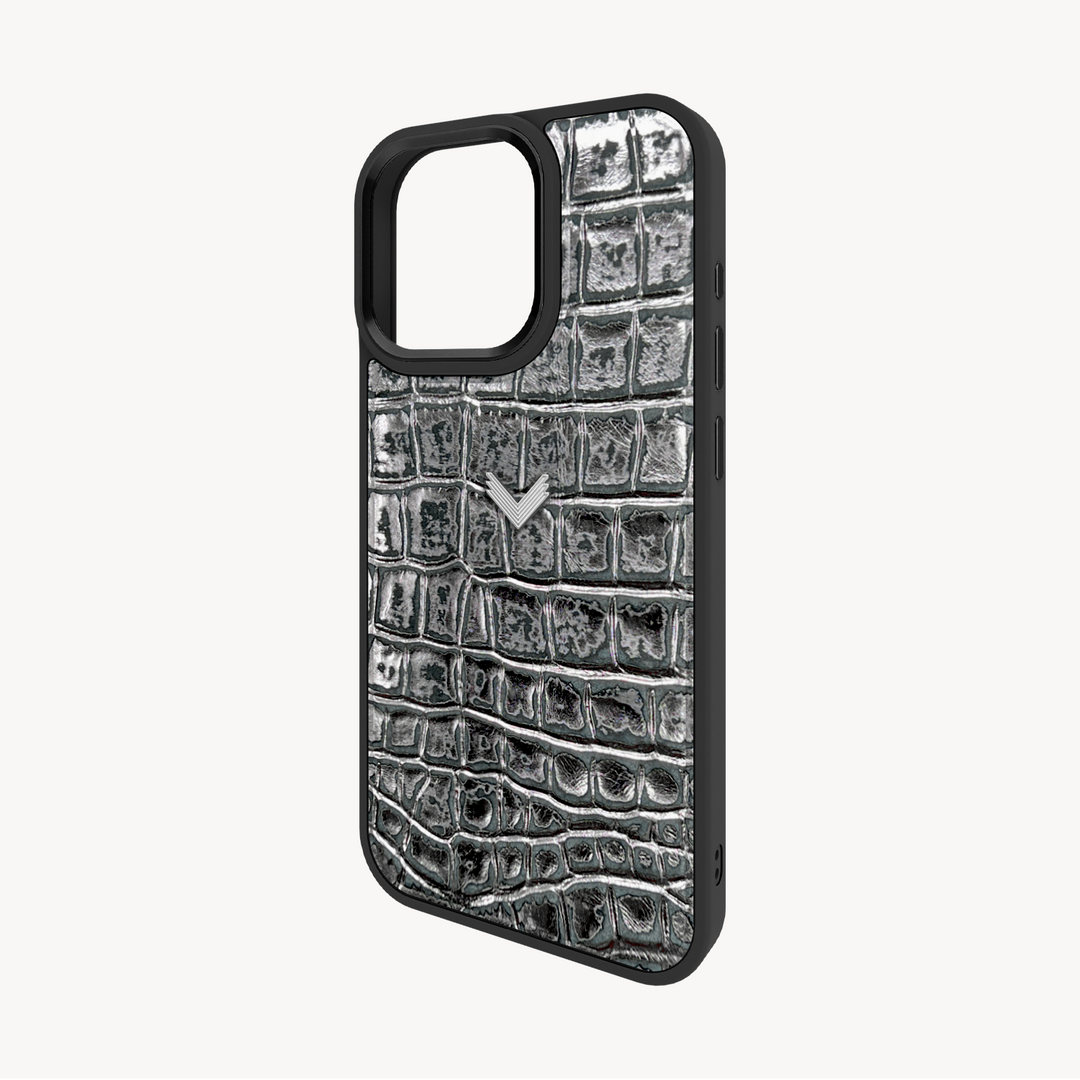 iPhone 16 Pro Max Phone Case, Calf Leather, Crocodile Texture