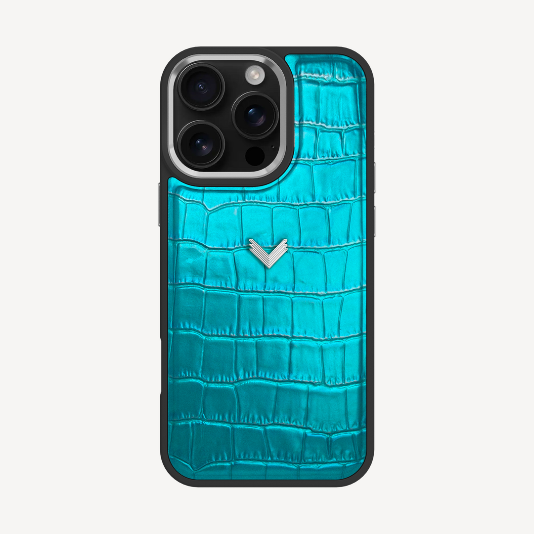 iPhone 16 Pro Phone Case, Calf Leather, Crocodile Texture