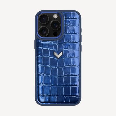 iPhone 16 Pro Max Phone Case, Calf Leather, Crocodile Texture