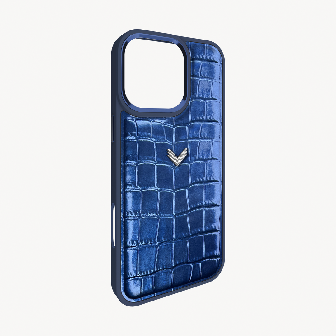iPhone 16 Pro Max Phone Case, Calf Leather, Crocodile Texture