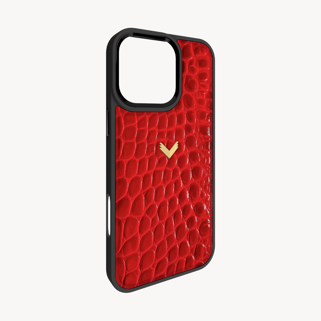 iPhone 16 Pro Phone Case, Calf Leather, Crocodile Texture