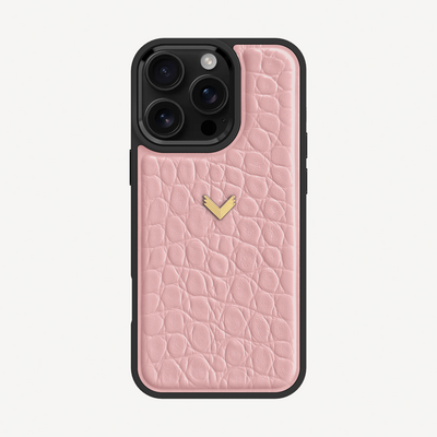 iPhone 16 Pro Phone Case, Calf Leather, Crocodile Texture