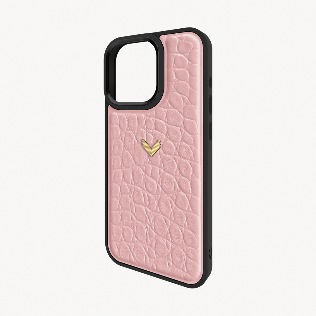 iPhone 16 Pro Phone Case, Calf Leather, Crocodile Texture