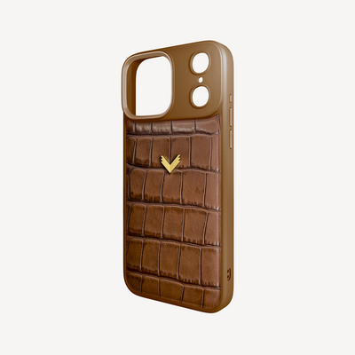 iPhone 17 Pro Max Phone Case, Calf Leather, Crocodile Texture