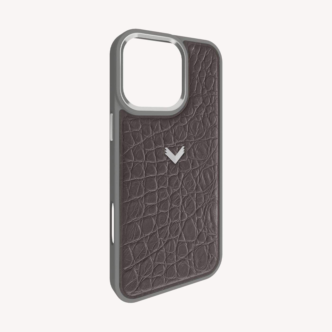 iPhone 16 Pro Max Phone Case, Calf Leather, Crocodile Texture