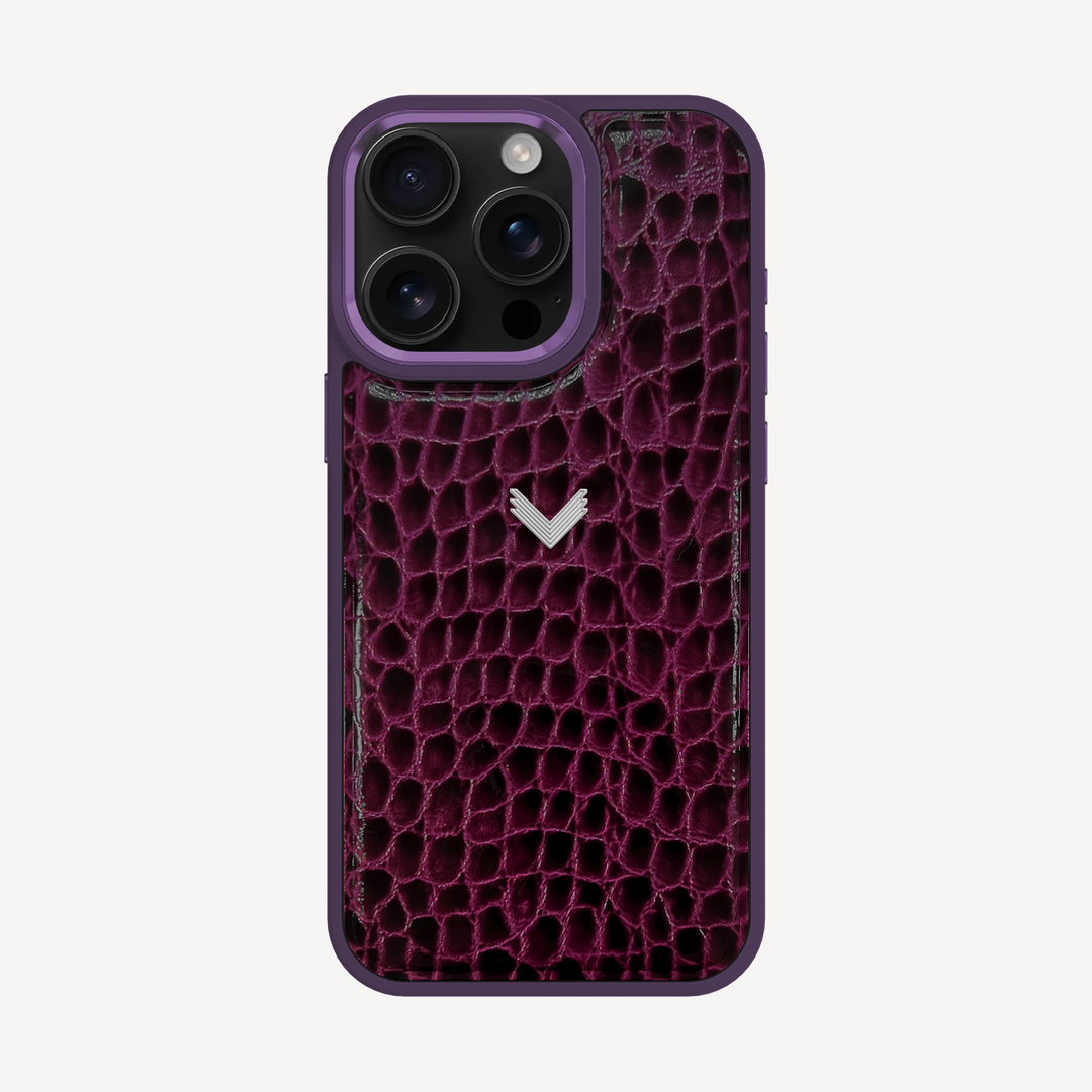 iPhone 16 Pro Phone Case, Calf Leather, Crocodile Texture
