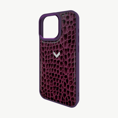 iPhone 16 Pro Max Phone Case, Calf Leather, Crocodile Texture
