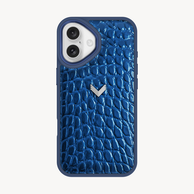 iPhone 16 Plus Phone Case, Calf Leather, Crocodile Texture