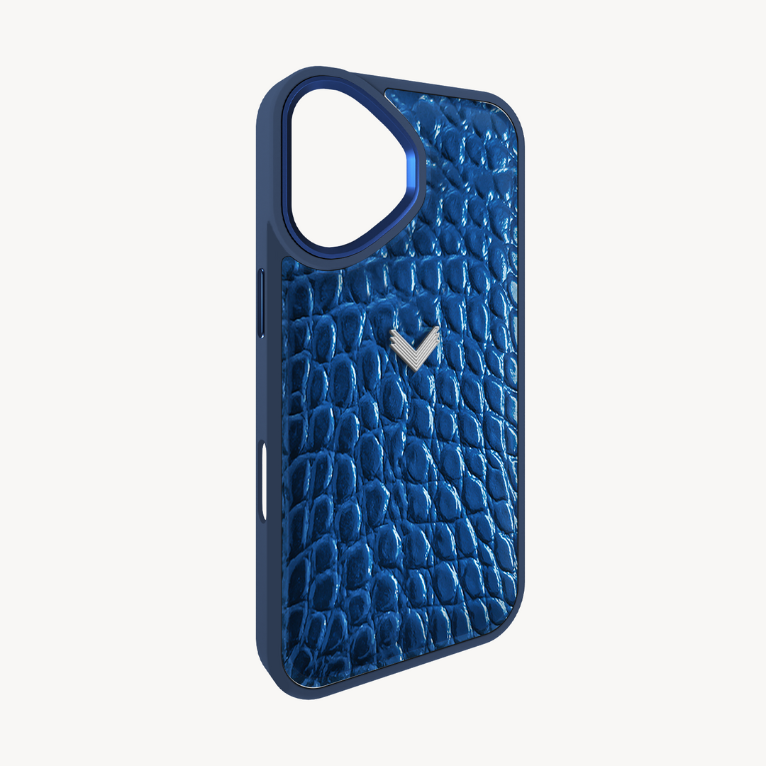 iPhone 16 Plus Phone Case, Calf Leather, Crocodile Texture