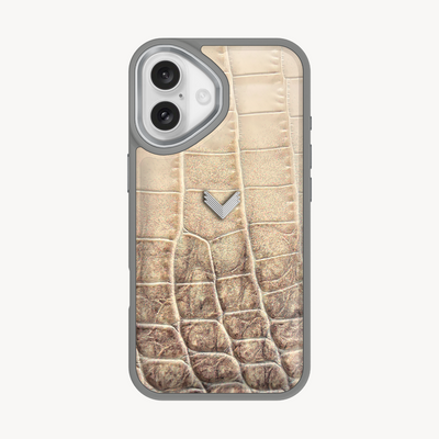 iPhone 17 Phone Case, Calf Leather, Crocodile Texture