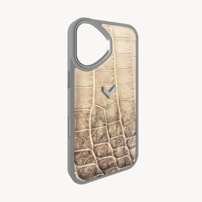 iPhone 17 Phone Case, Calf Leather, Crocodile Texture