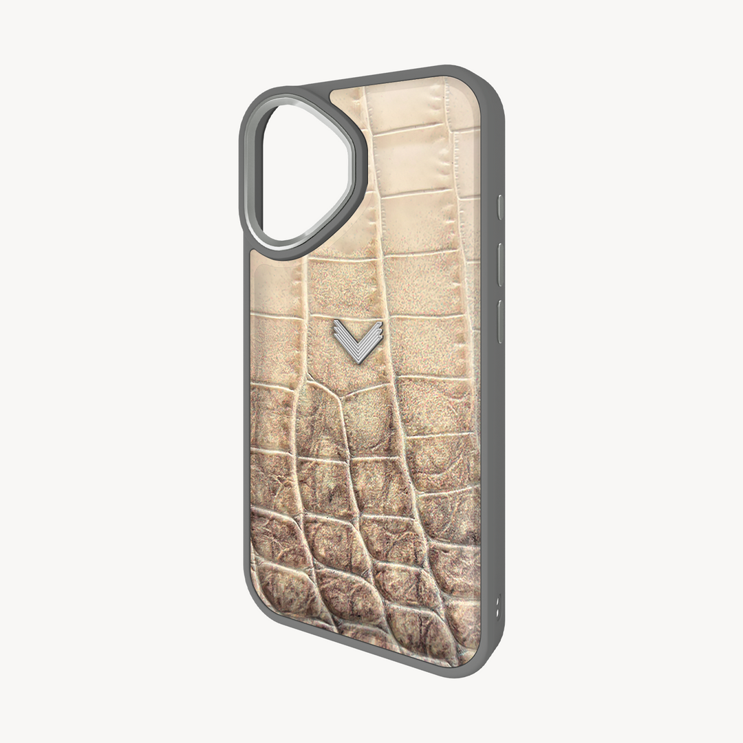 iPhone 17 Phone Case, Calf Leather, Crocodile Texture