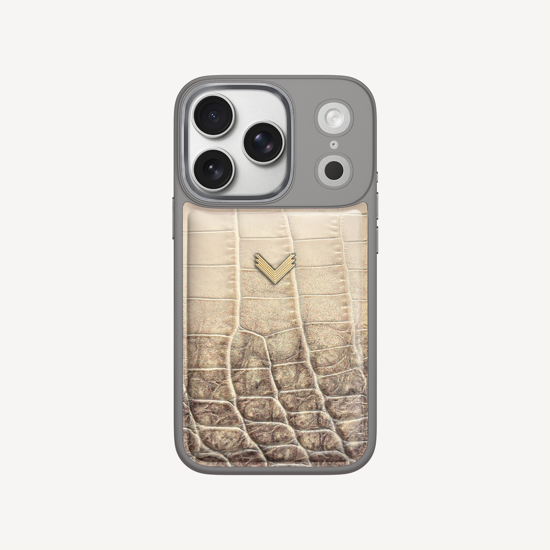 iPhone 17 Pro Phone Case, Calf Leather, Crocodile Texture