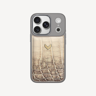 iPhone 17 Pro Phone Case, Calf Leather, Crocodile Texture