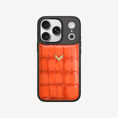 iPhone 17 Pro Phone Case, Calf Leather, Crocodile Texture