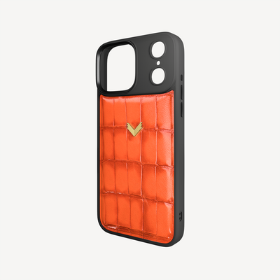 iPhone 17 Pro Phone Case, Calf Leather, Crocodile Texture