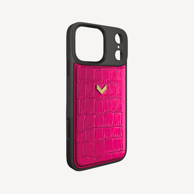 iPhone 17 Pro Phone Case, Calf Leather, Crocodile Texture