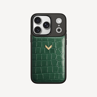 iPhone 17 Pro Phone Case, Calf Leather, Crocodile Texture