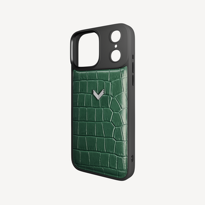iPhone 17 Pro Phone Case, Calf Leather, Crocodile Texture