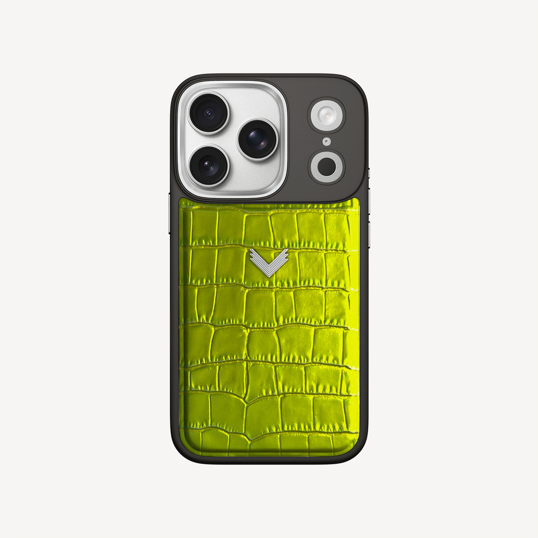 iPhone 17 Pro Phone Case, Calf Leather, Crocodile Texture