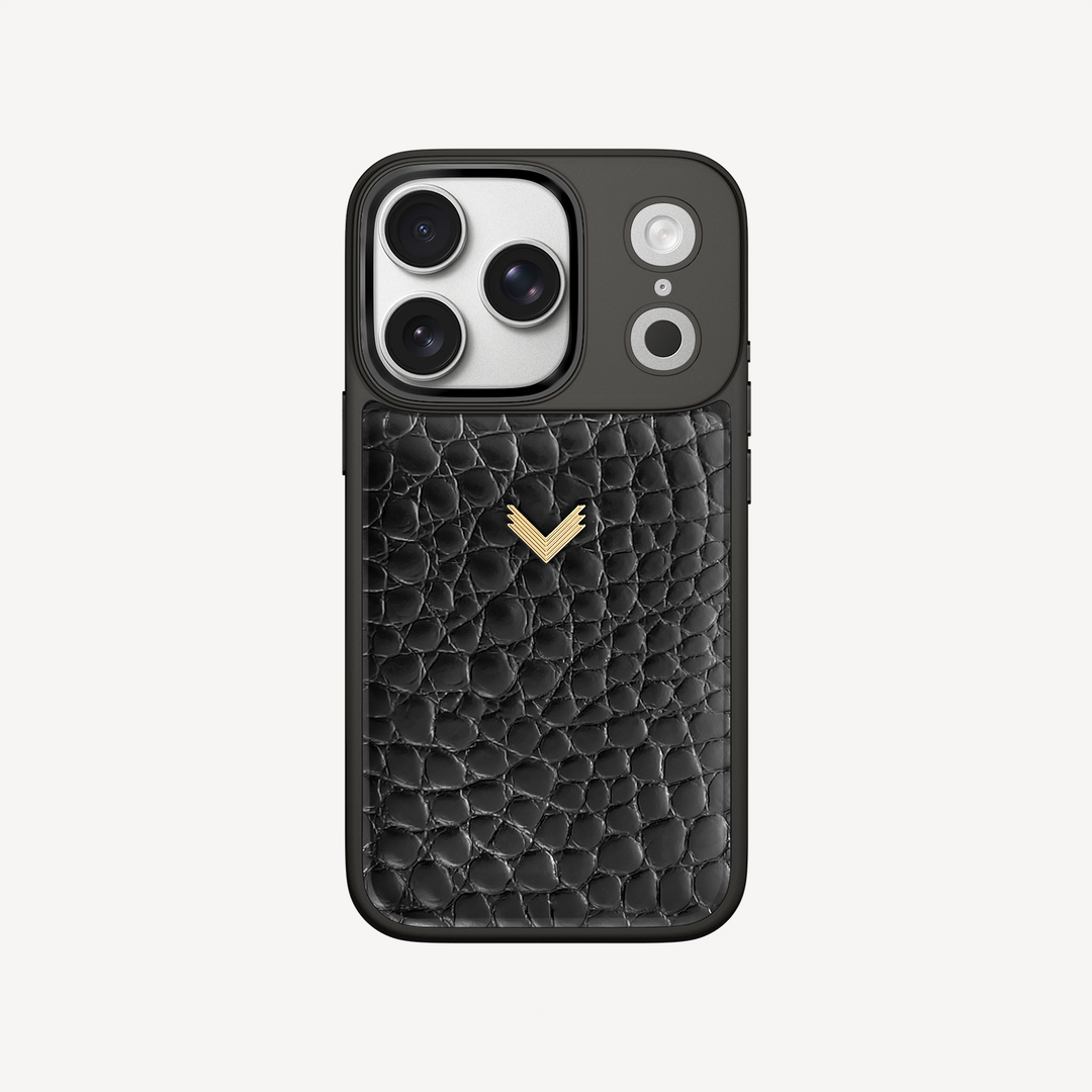 iPhone 17 Pro Phone Case, Calf Leather, Crocodile Texture