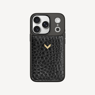 iPhone 17 Pro Phone Case, Calf Leather, Crocodile Texture