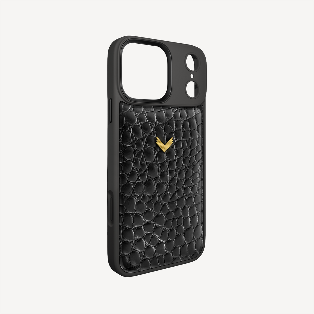 iPhone 17 Pro Phone Case, Calf Leather, Crocodile Texture