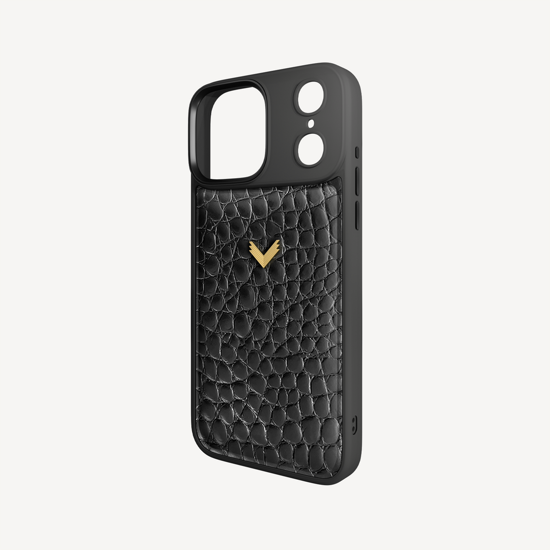 iPhone 17 Pro Phone Case, Calf Leather, Crocodile Texture
