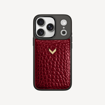 iPhone 17 Pro Phone Case, Calf Leather, Crocodile Texture