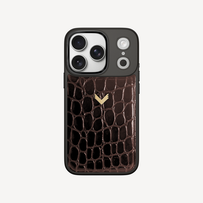 iPhone 17 Pro Phone Case, Calf Leather, Crocodile Texture