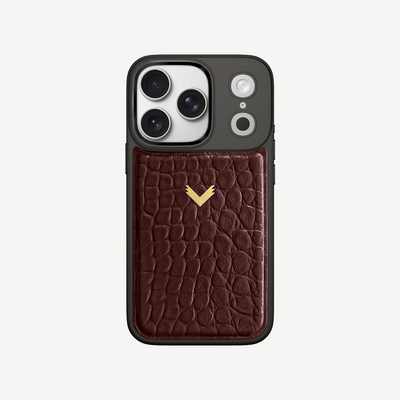 iPhone 17 Pro Phone Case, Calf Leather, Crocodile Texture