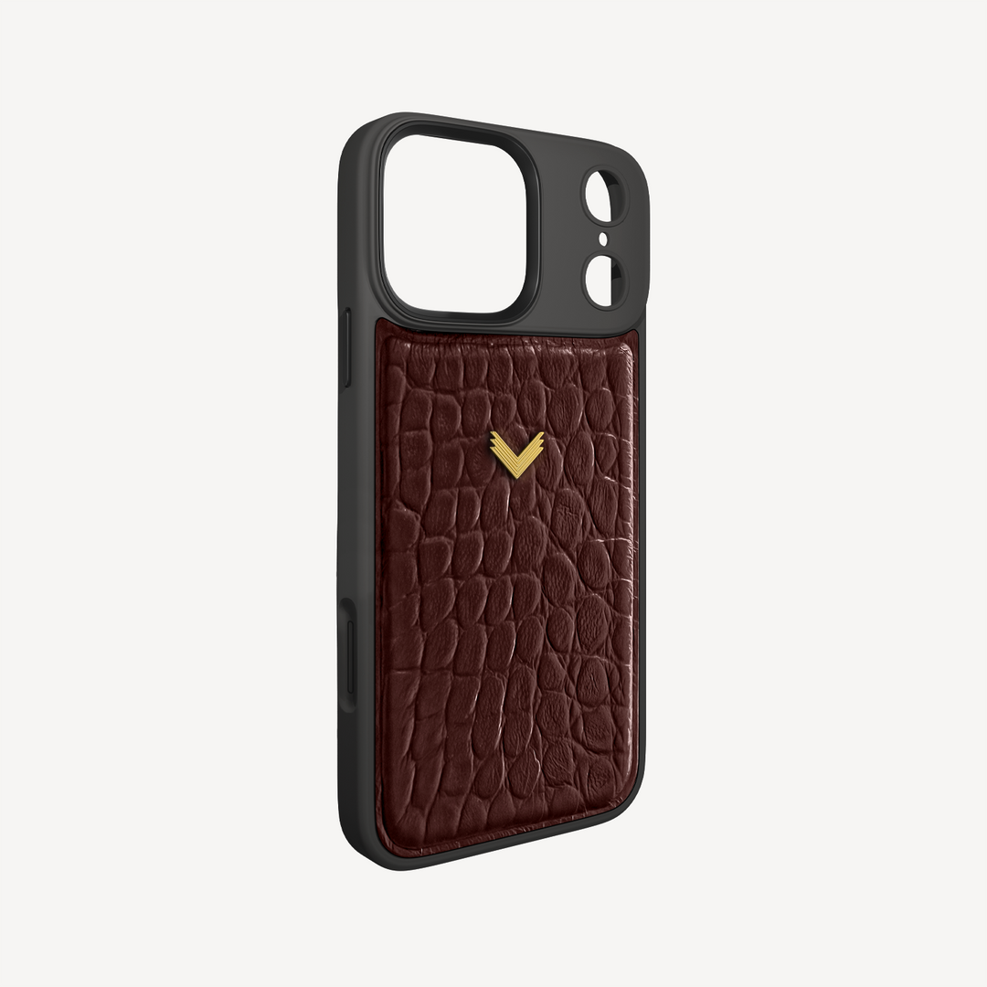 iPhone 17 Pro Phone Case, Calf Leather, Crocodile Texture