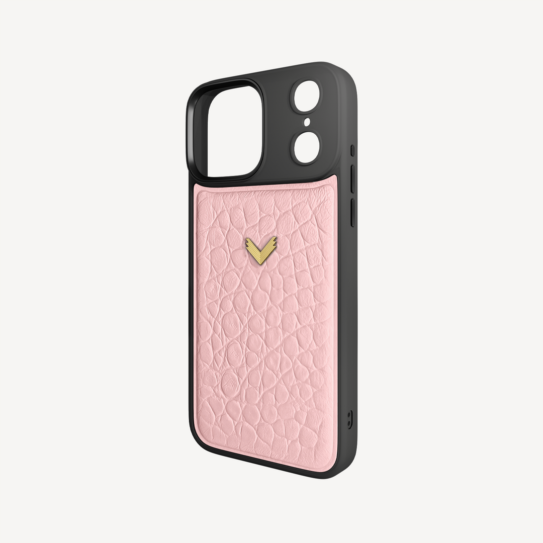 iPhone 17 Pro Phone Case, Calf Leather, Crocodile Texture