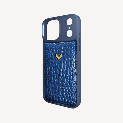 iPhone 17 Pro Phone Case, Calf Leather, Crocodile Texture