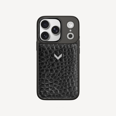 iPhone 17 Pro Phone Case, Calf Leather, Crocodile Texture