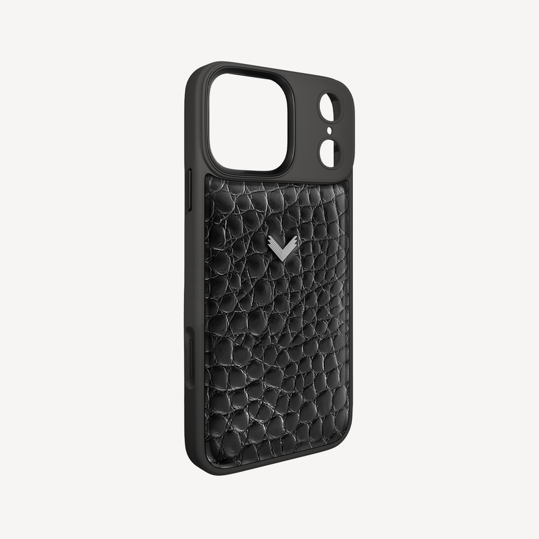 iPhone 17 Pro Phone Case, Calf Leather, Crocodile Texture
