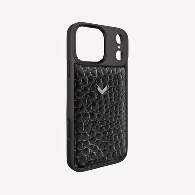 iPhone 17 Pro Phone Case, Calf Leather, Crocodile Texture