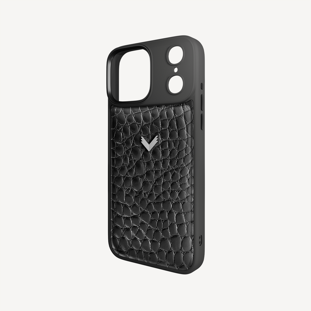iPhone 17 Pro Phone Case, Calf Leather, Crocodile Texture