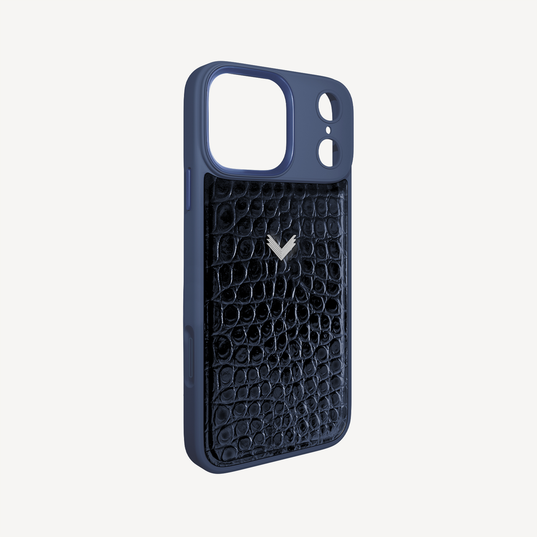 iPhone 17 Pro Phone Case, Calf Leather, Crocodile Texture