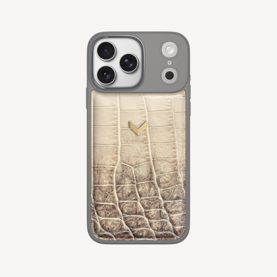 iPhone 17 Pro Max Phone Case, Calf Leather, Crocodile Texture
