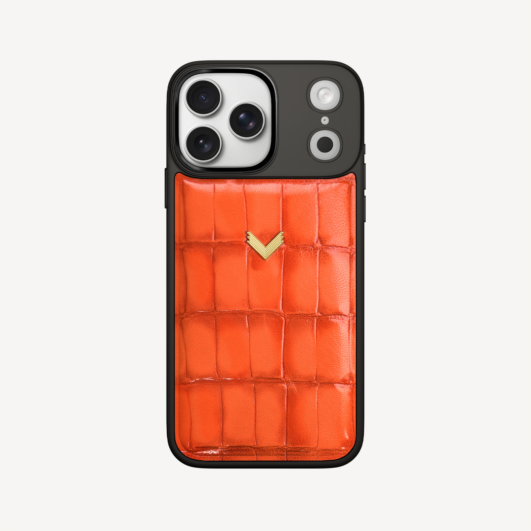 iPhone 17 Pro Max Phone Case, Calf Leather, Crocodile Texture