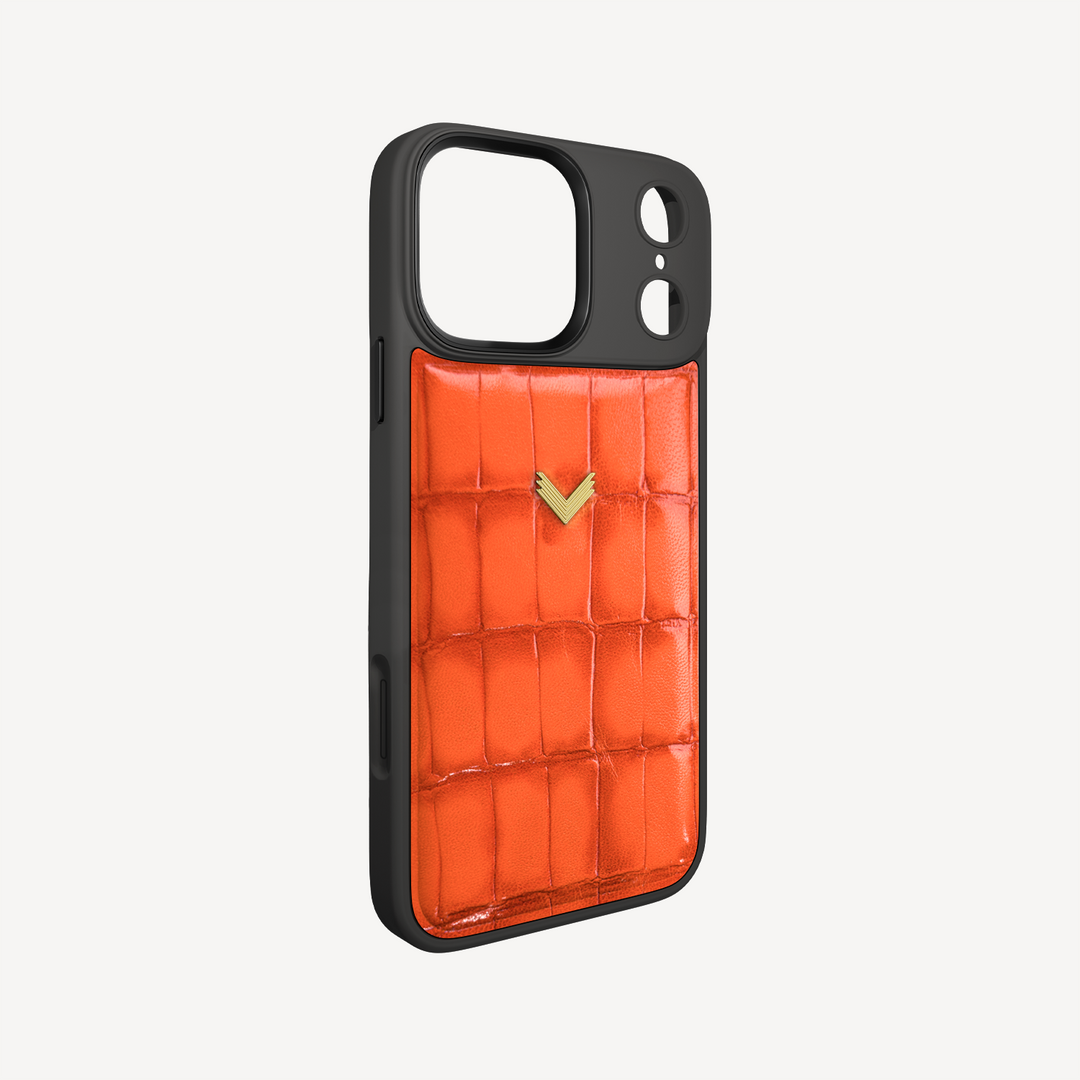 iPhone 17 Pro Max Phone Case, Calf Leather, Crocodile Texture