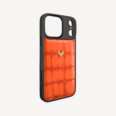 iPhone 17 Pro Max Phone Case, Calf Leather, Crocodile Texture