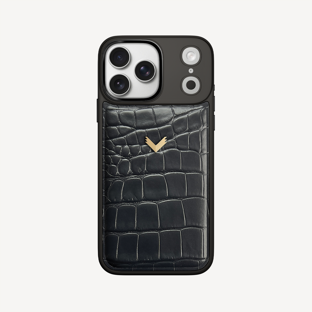 iPhone 17 Pro Max Phone Case, Calf Leather, Crocodile Texture