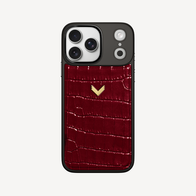 iPhone 17 Pro Max Phone Case, Calf Leather, Crocodile Texture
