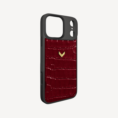 iPhone 17 Pro Max Phone Case, Calf Leather, Crocodile Texture