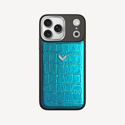 iPhone 17 Pro Max Phone Case, Calf Leather, Crocodile Texture