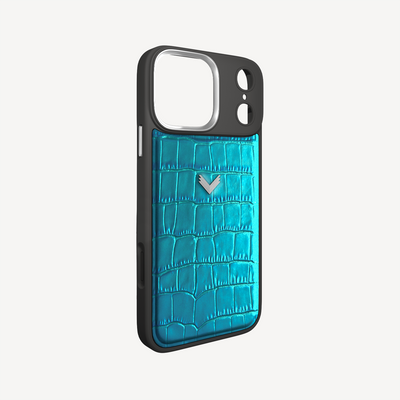 iPhone 17 Pro Max Phone Case, Calf Leather, Crocodile Texture
