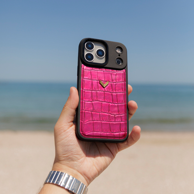 iPhone 17 Pro Max Phone Case, Calf Leather, Crocodile Texture