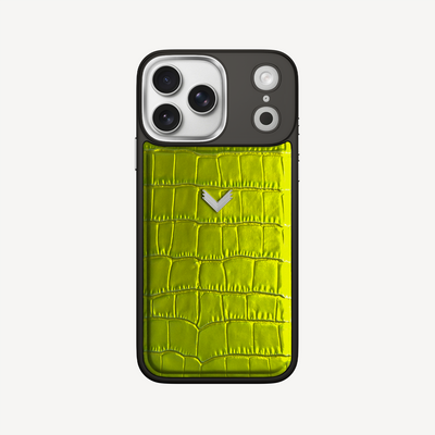 iPhone 17 Pro Max Phone Case, Calf Leather, Crocodile Texture
